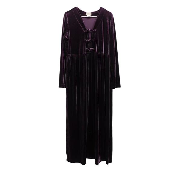 Coldwater Creek VTG Whimsigoth Frog‎ Close Velvet Maxi Dress Purple Size Medium - Picture 1 of 3
